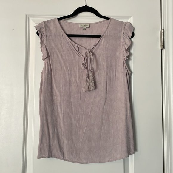 Pale Lilac Flutter Sleeve Top from Lucky Brand - Picture 1 of 5